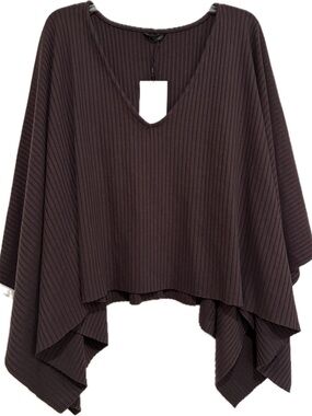 Zara Ribbed Asymmetric Poncho Cape Top | Size Small | NWT